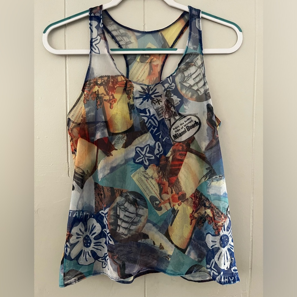 Vintage Terry Bicycles Cycling Tank Top Mesh Sheer Novelty Print Woman’s Sz M?